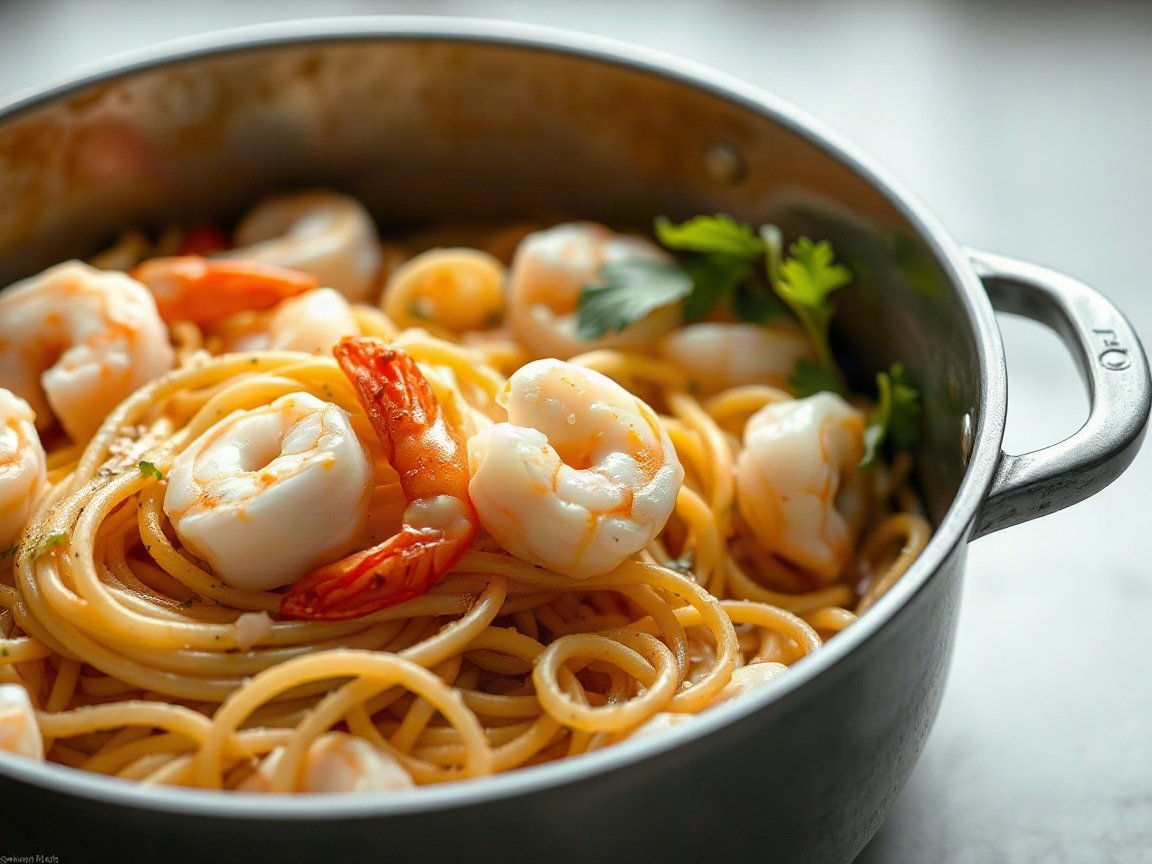 Shrimp Scampi for Two (Linguine, No Wine Needed)