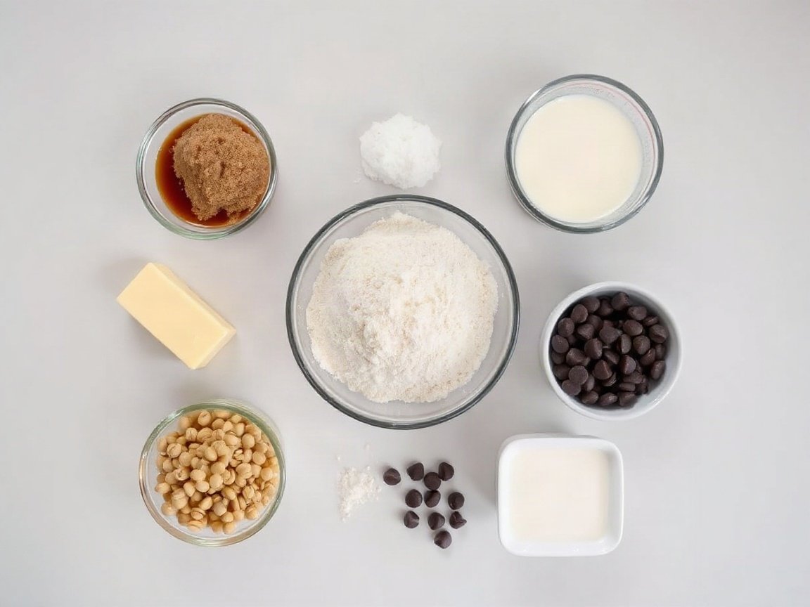 Ingredients for Small Batch Edible Cookie Dough: unsalted butter, light brown sugar, granulated sugar, vanilla extract, salt, heat-treated all-purpose flour, milk and mini semisweet chocolate chips