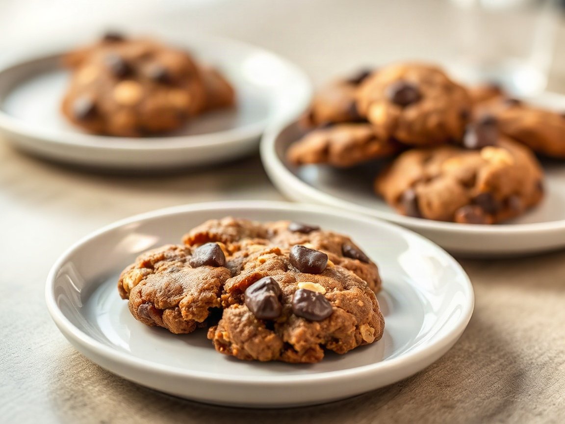 Small Batch No Bake Cookies (8 Chocolate Peanut Butter Cookies) 5 Small Batch No-Bake Cookies plated as two servings, close-up