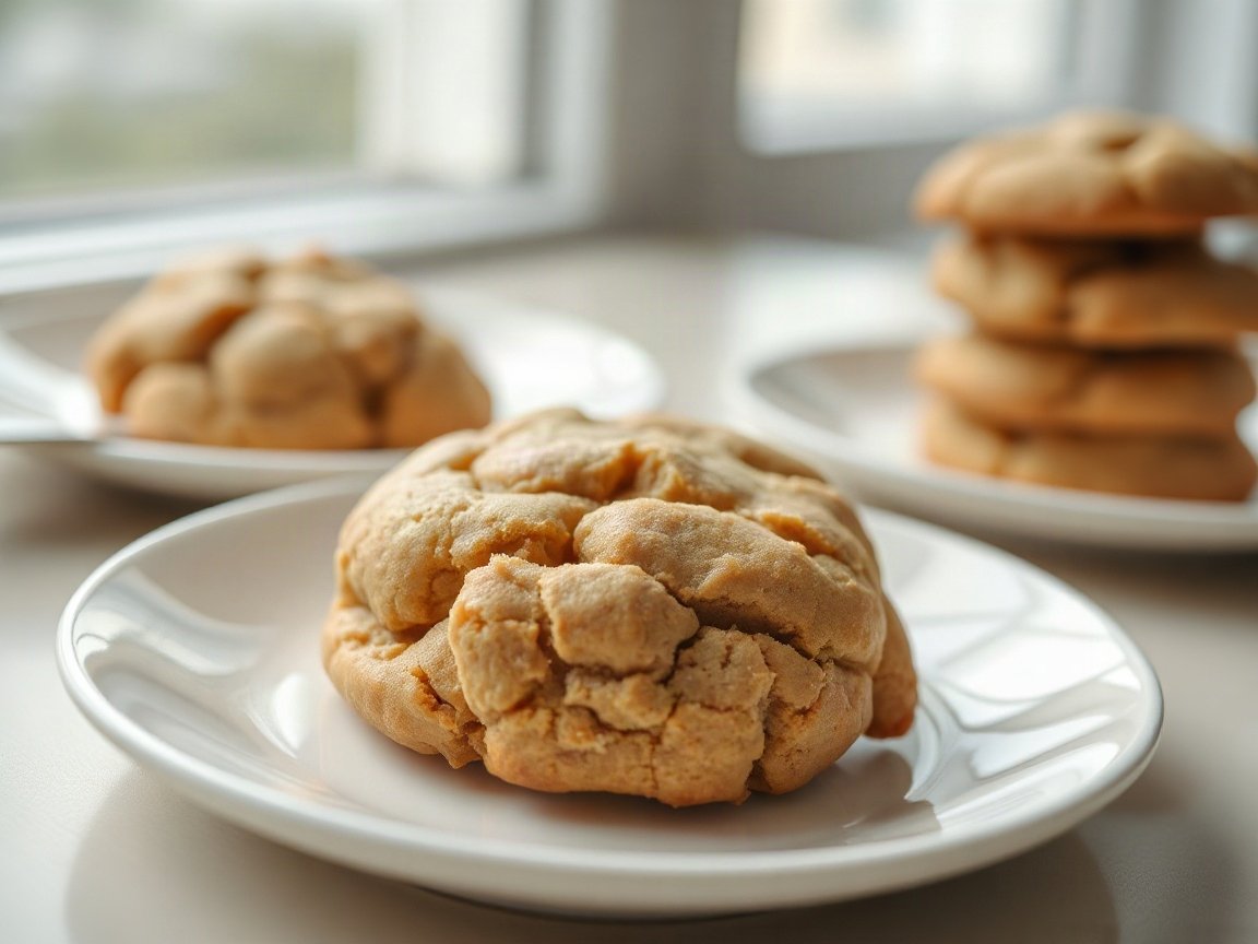 Small Batch Peanut Butter Cookies (8 Soft, Chewy Cookies) 5 Small Batch Peanut Butter Cookies plated as two servings, close-up