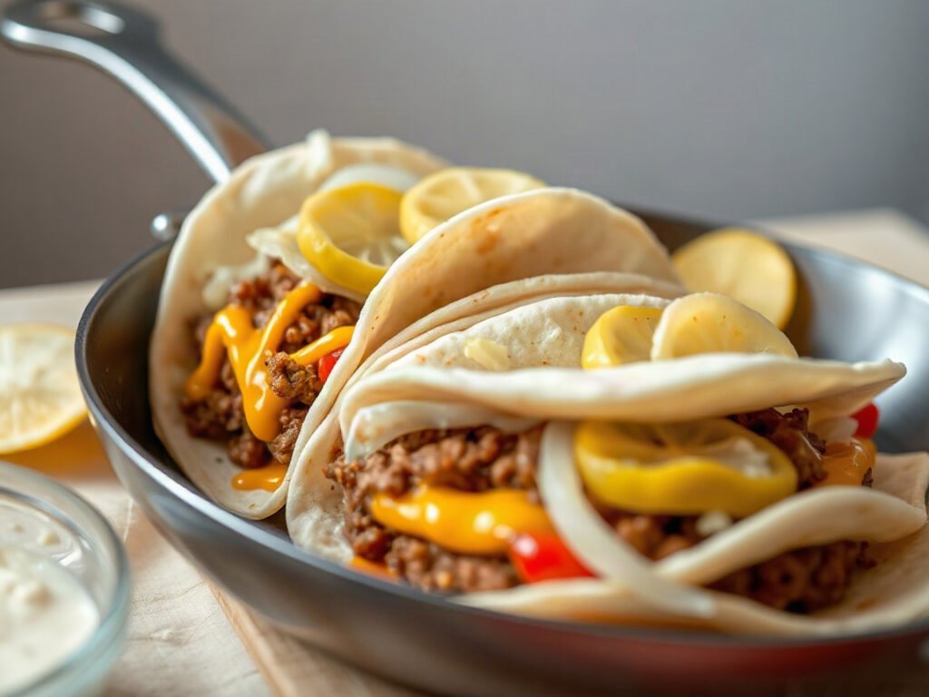 Smash Burger Tacos, fully cooked and ready to serve for two