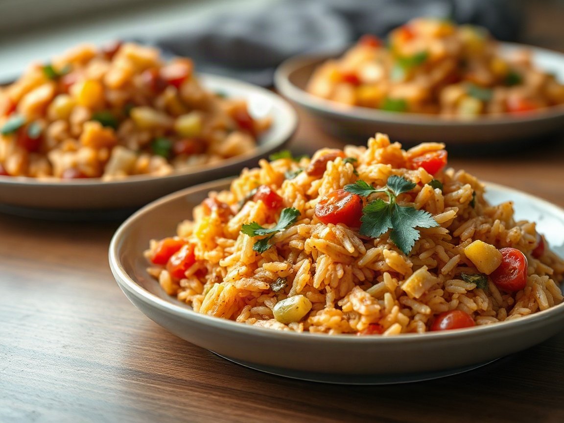 Spanish Rice for Two (Easy Stovetop Tomato Rice) 5 Spanish Rice for Two (Easy Stovetop Tomato Rice) plated as two servings, close-up